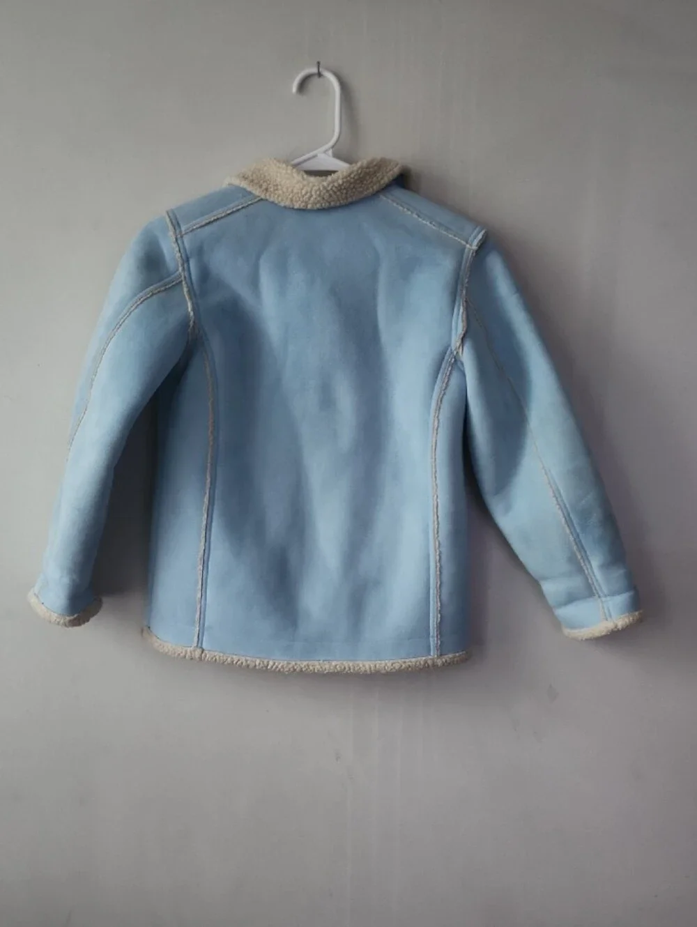 GAP Light Blue Sherpa-Trim Double-Breasted Peacoat